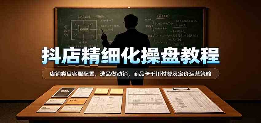 抖店精细化操盘教程：店铺类目客服配置，选品做动销，商品卡千川付费及定价运营策略-来友网创