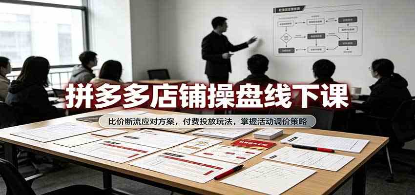 拼多多店铺操盘线下课：比价断流应对方案，付费投放玩法，掌握活动调价策略-来友网创