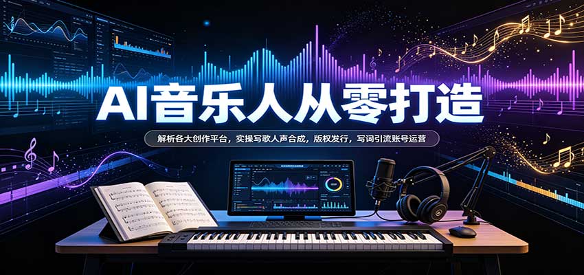 AI音乐人从零打造：解析各大创作平台，实操写歌人声合成，版权发行，写词引流账号运营-来友网创