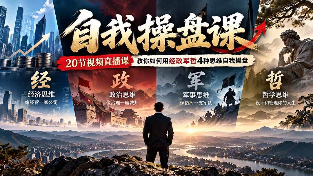 （20626期）【无水印】自我操盘课，20节视频直播课教你如何用经政军哲4种思维自我操盘（更新0924）-来友网创