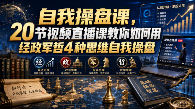 【无水印】自我操盘课，20节视频直播课教你如何用经政军哲4种思维自我操盘（更新0924）-来友网创