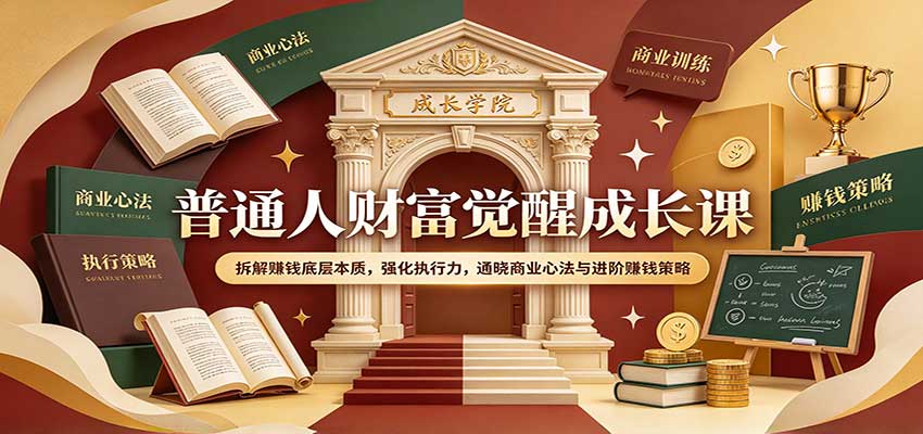 普通人财富觉醒成长课：拆解赚钱底层本质，强化执行力，通晓商业心法与进阶赚钱策略-来友网创