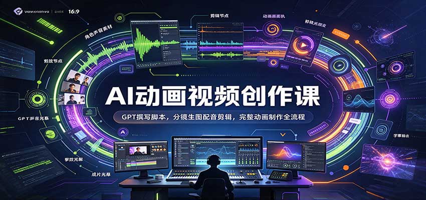 AI动画视频创作课：GPT撰写脚本，分镜生图配音剪辑，完整动画制作全流程-来友网创