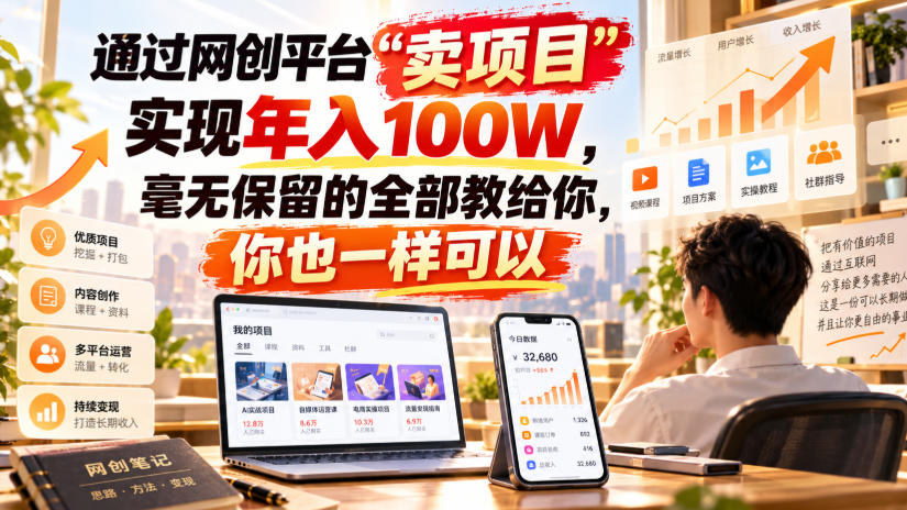通过网创平台“卖项目”实现年入100W，毫无保留的全部教给你，你也一样可以！【揭秘】-来友网创