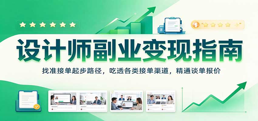 设计师副业变现指南：找准接单起步路径，吃透各类接单渠道，精通谈单报价-来友网创