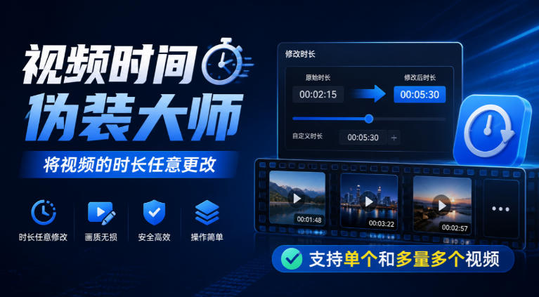 视频时间伪装大师，将视频的时长任意更改，支持单个和多量多个视频-来友网创