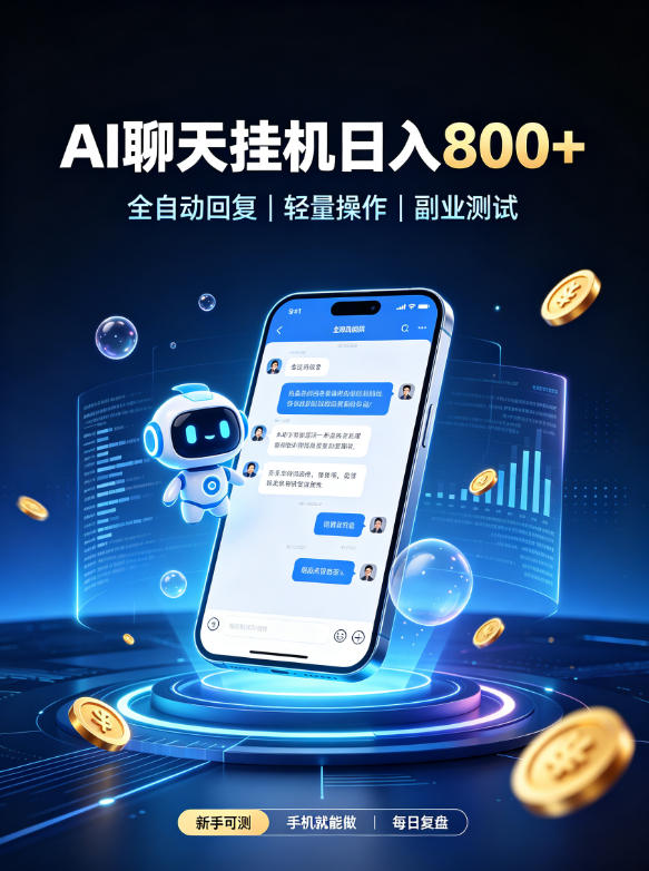 AI聊天挂G项目，日入800➕，全自动操作，适用个人副业，支持工作室矩阵操作【揭秘】-来友网创
