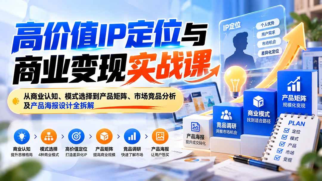（20715期）高价值IP定位与商业变现实战课：从商业认知、模式选择到产品矩阵、市场竞品分析及产品海报设计全拆解-来友网创