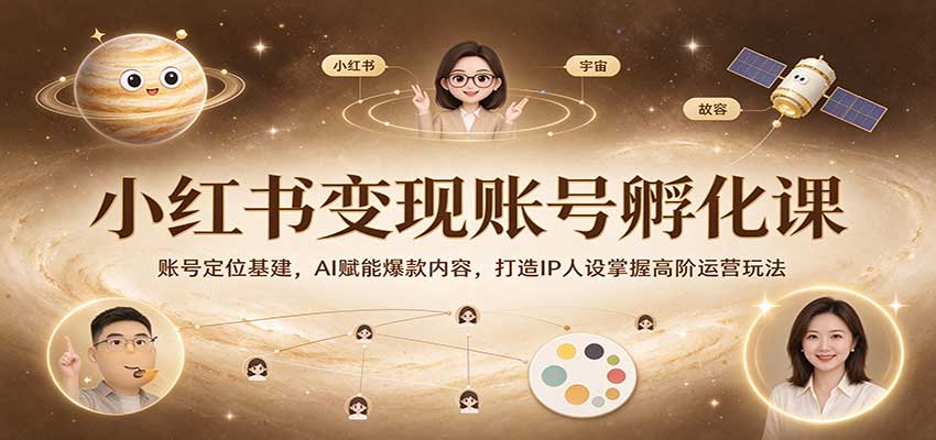 小红书变现账号孵化课：账号定位基建，AI赋能爆款内容，打造IP人设掌握高阶运营玩法-来友网创