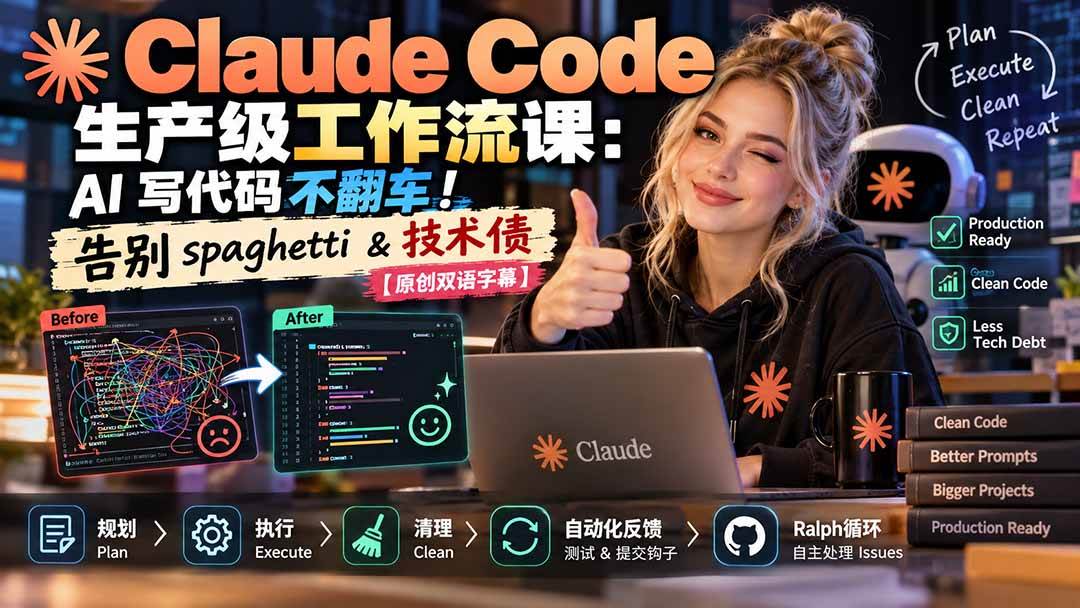 （20739期）Claude Code 生产级工作流课：AI 写代码不翻车！告别 spaghetti & 技术债【原创双语字幕】-来友网创