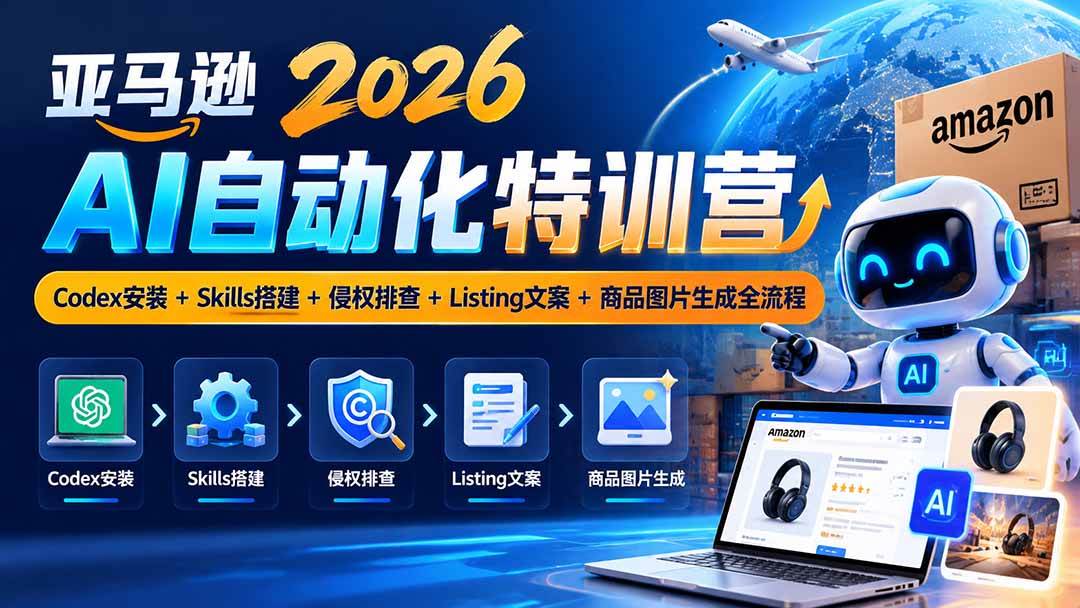 （20746期）亚马逊2026AI自动化-10月特训营：Codex安装+Skills搭建+侵权排查+Listing文案+商品图片生成全流程-来友网创