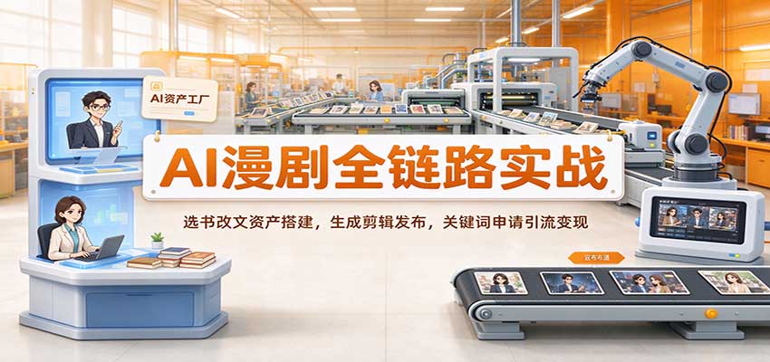 AI漫剧全链路实战：选书改文资产搭建，生成剪辑发布，关键词申请引流变现-来友网创