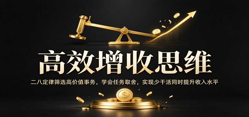 高效增收思维：二八定律筛选高价值事务，学会任务取舍，实现少干活同时提升收入水平-来友网创