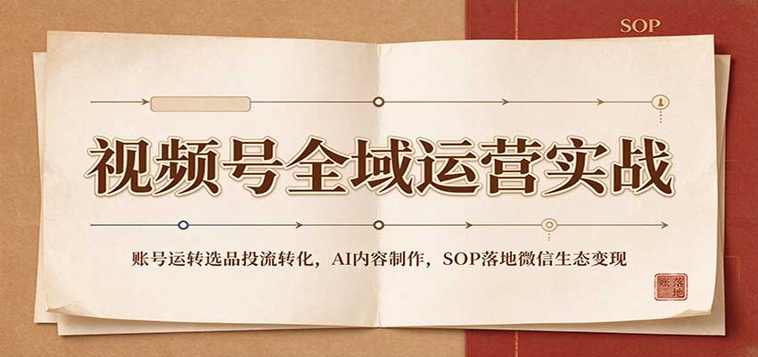 视频号全域运营实战：账号运转选品投流转化，AI内容制作，SOP落地微信生态变现-来友网创