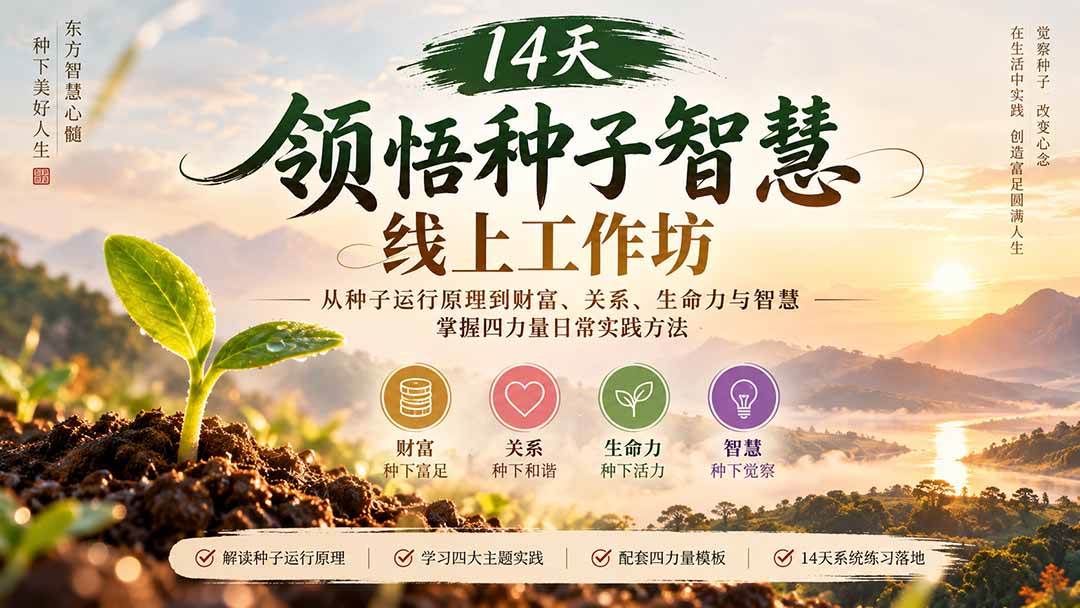 （20756期）14天领悟种子智慧线上工作坊｜从种子运行原理到财富、关系、生命力与智慧，掌握四力量日常实践方法-来友网创