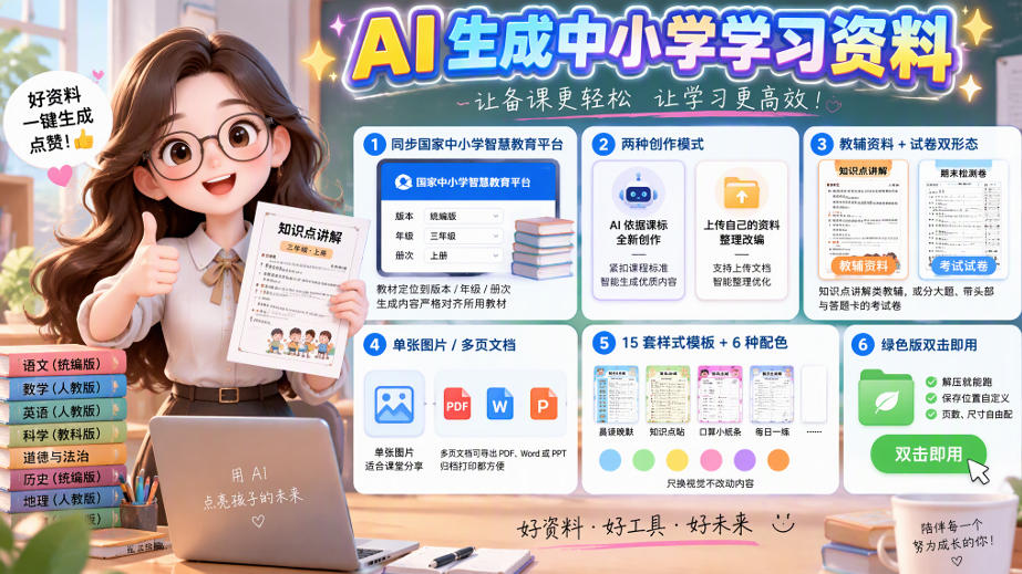 孩子的教辅别再乱买了：同步国家中小学智慧平台，AI一键生成图文教辅和试卷-来友网创