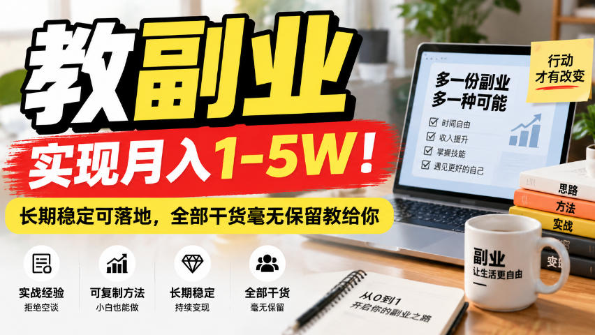 “教副业”实现月入1-5W！长期稳定可落地，全部干货毫无保留教给你【揭秘】-来友网创