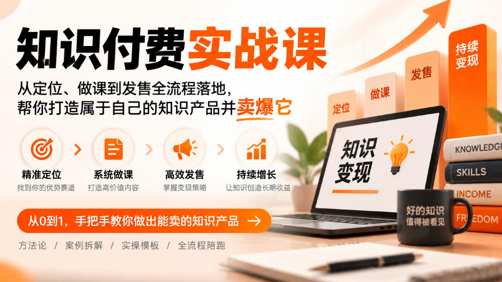 知识付费实战课：从定位、做课到发售全流程落地，帮你打造属于自己的知识产品并卖爆它-来友网创