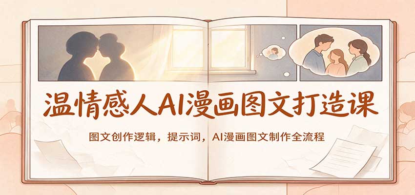 温情感人AI漫画图文打造课：图文创作逻辑，提示词，AI漫画图文制作全流程-来友网创