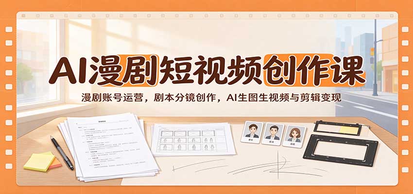 AI漫剧短视频创作课：漫剧账号运营，剧本分镜创作，AI生图生视频与剪辑变现-来友网创