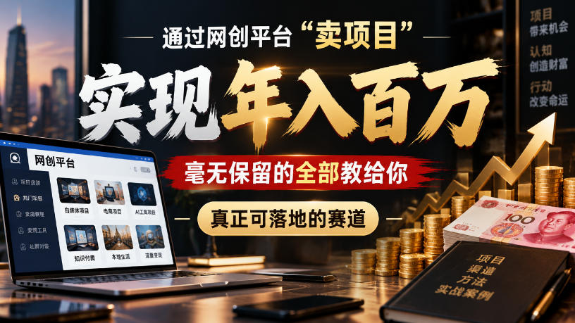 通过网创平台“卖项目”实现年入100w，毫无保留的全部教给你，真正可落地的赛道【揭秘】-来友网创