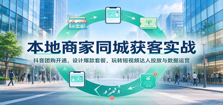 本地商家同城获客实战：抖音团购开通，设计爆款套餐，玩转短视频达人投放与数据运营-来友网创